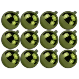 12 Pack 60mm 2.5" Shiny Lime Green Ball Ornament with Wire and UV Coating
