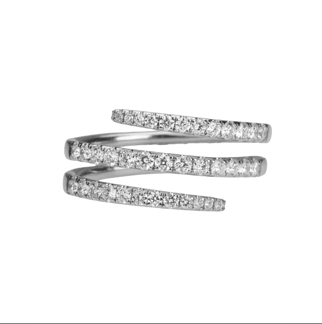 18K Gold Stretch Gold and Diamond Wrap Around Ring