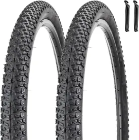 2 Pack Bike Tire 24 26 27.5 X 1.95 27.5 29 X 2.125 Inch Folding Replacement Bike Tire with Tire Levers Foldable Bead Wire Bicycle Tire for Mountain Bike