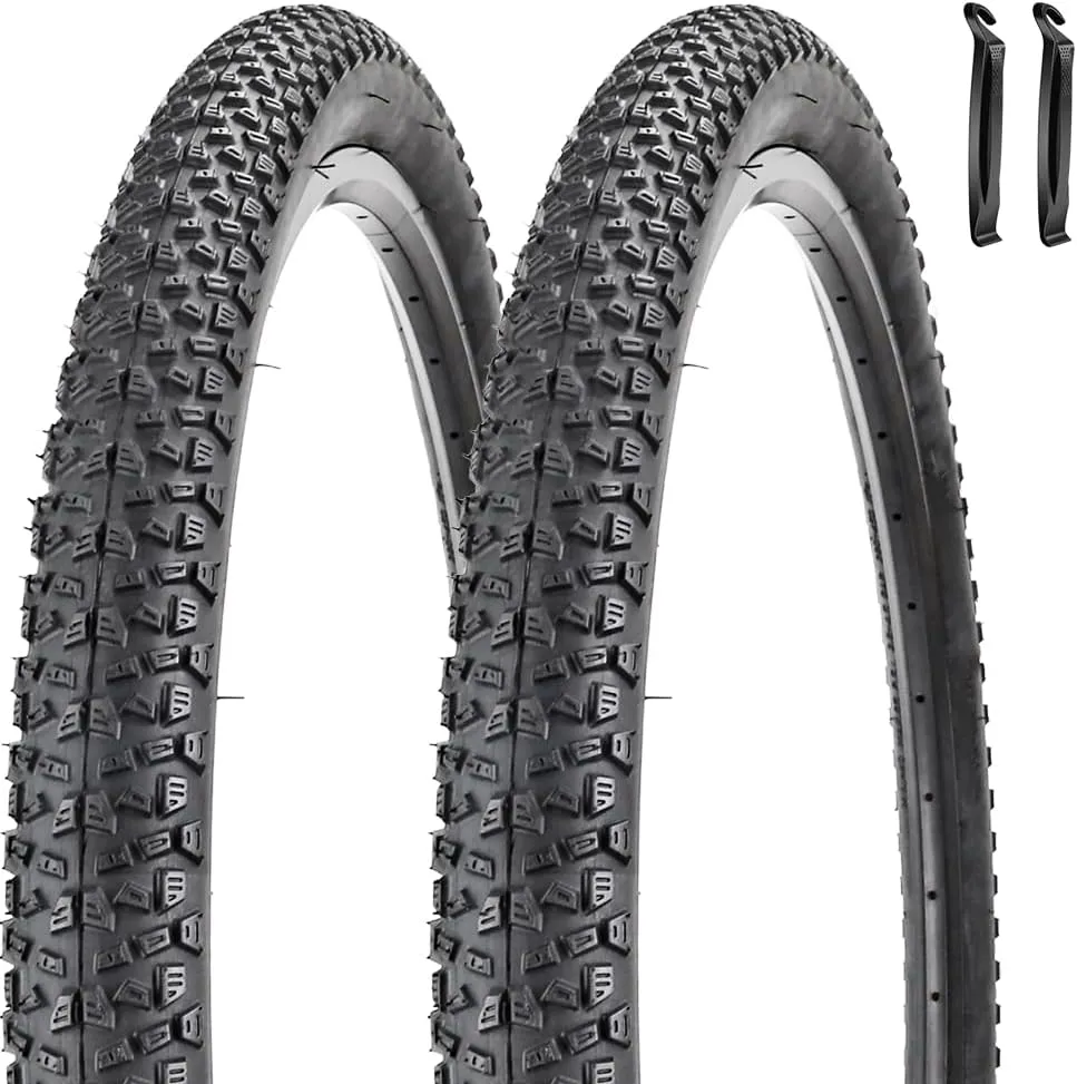 2 Pack Bike Tire 24 26 27.5 X 1.95 27.5 29 X 2.125 Inch Folding Replacement Bike Tire with Tire Levers Foldable Bead Wire Bicycle Tire for Mountain Bike