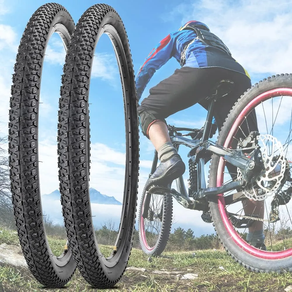 2 Pack Bike Tire 24 26 27.5 X 1.95 27.5 29 X 2.125 Inch Folding Replacement Bike Tire with Tire Levers Foldable Bead Wire Bicycle Tire for Mountain Bike