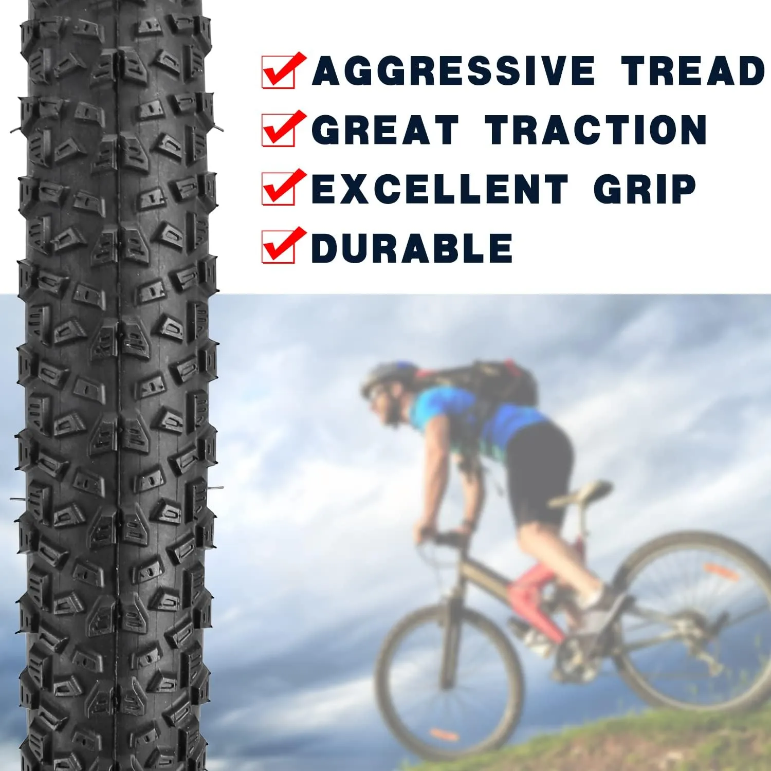 2 Pack Bike Tire 24 26 27.5 X 1.95 27.5 29 X 2.125 Inch Folding Replacement Bike Tire with Tire Levers Foldable Bead Wire Bicycle Tire for Mountain Bike