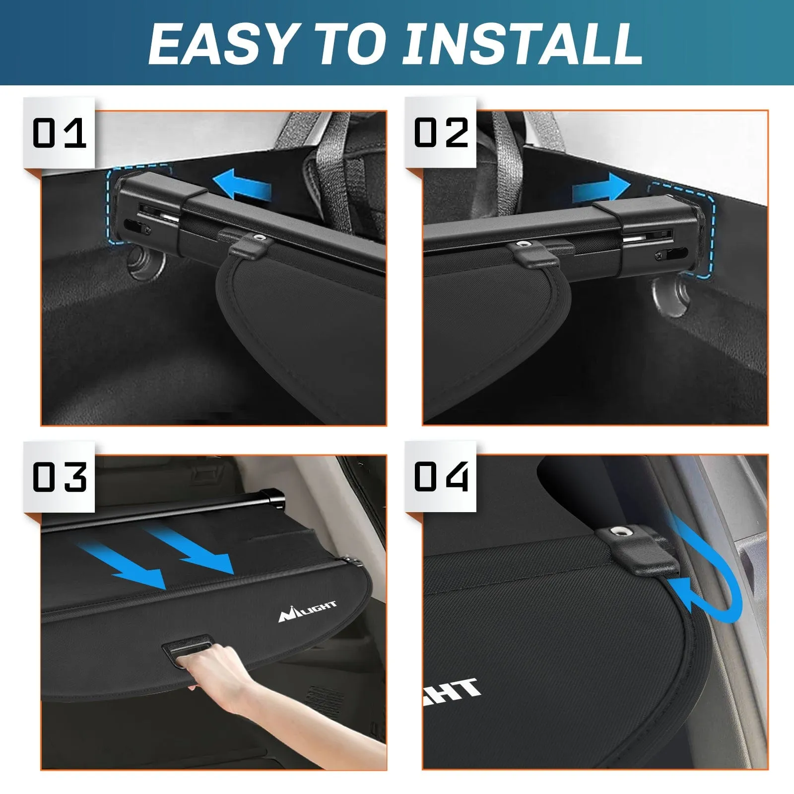 2014-2020 Nissan X-Trail Rogue SV S SL Retractable Trunk Cargo Cover With Trunk Storage Net