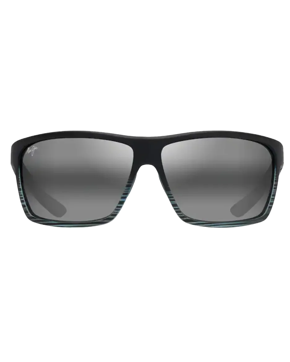 Alenuihaha Polarised Wrap Sunglasses in Grey Black Stripe & Neutral Grey