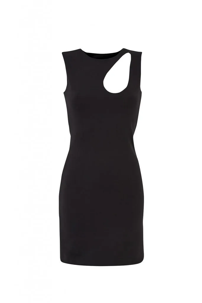 Back Detail Mini Black Dress