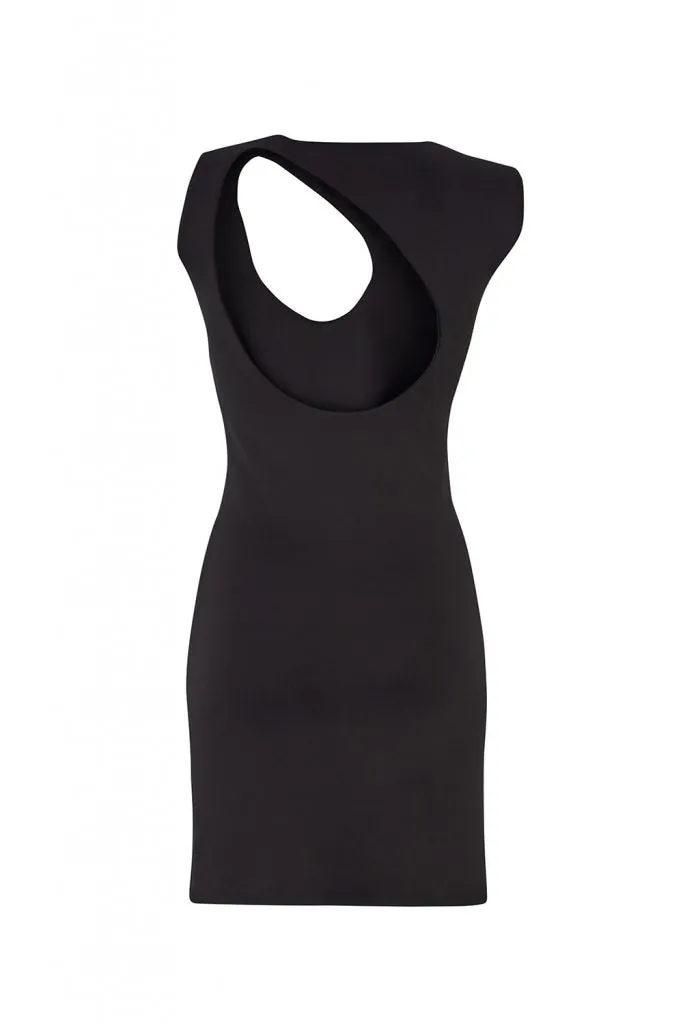 Back Detail Mini Black Dress