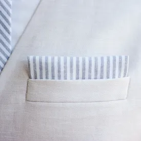Boy's Pocket Square / Gray Linen Stripe Boy's Pocket Square / Gray Linen Stripe