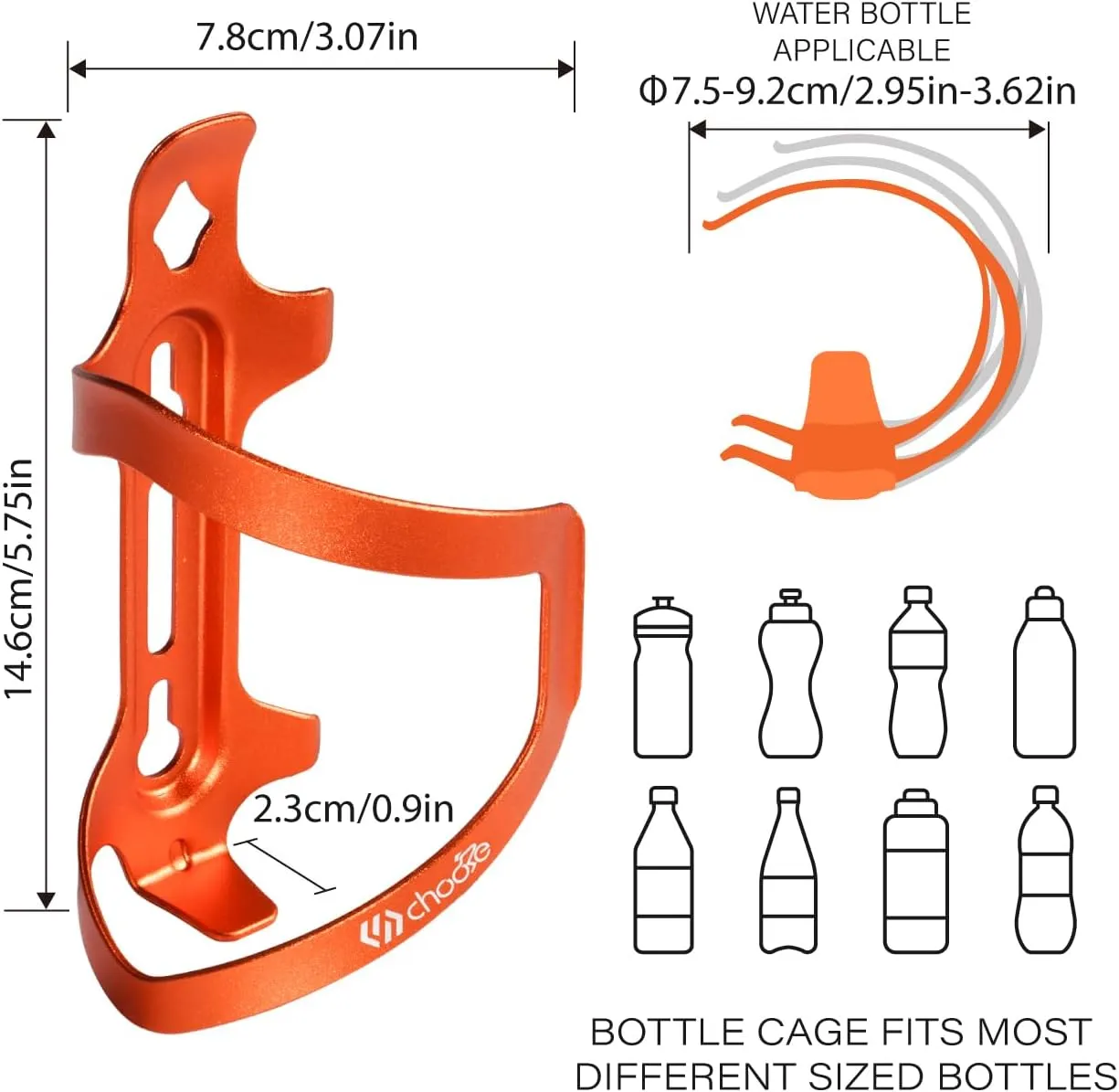 Chooee Bike Water Bottle Holder,Aluminum Bicycle Water Bottle Cage for Road Bikes Mountain Bikes 2-Pack