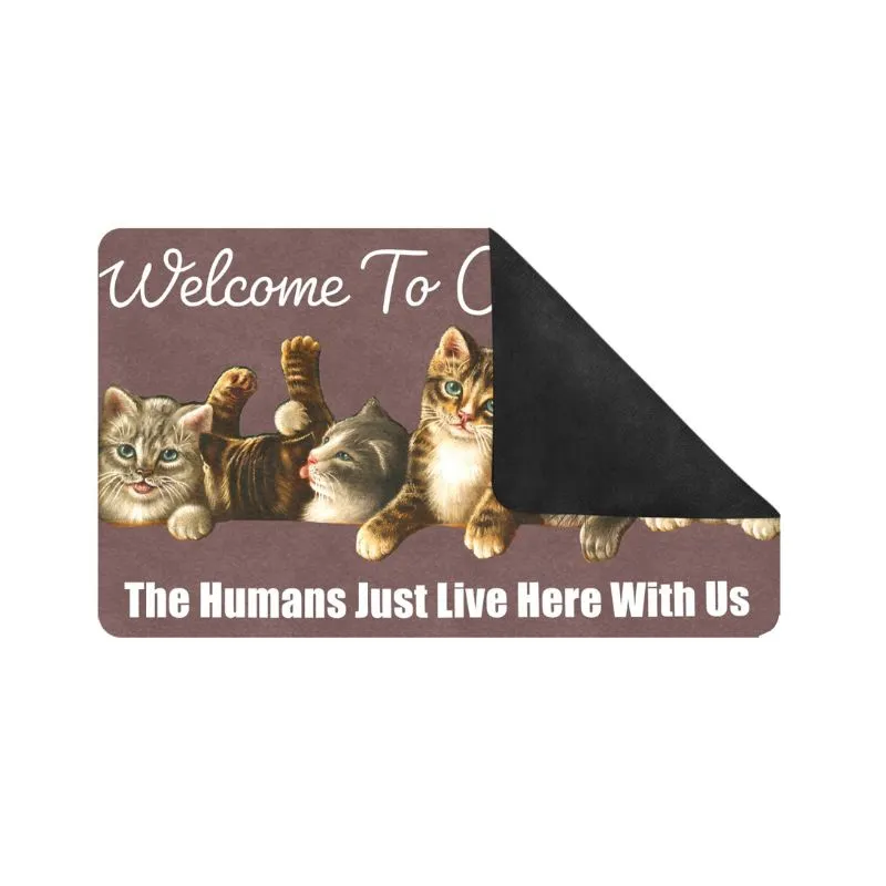 Cute Cats Welcome Doormat 24" x 16" Brown