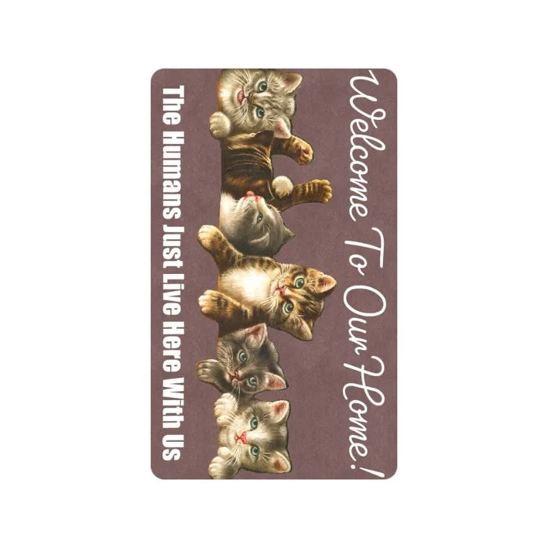 Cute Cats Welcome Doormat 24" x 16" Brown