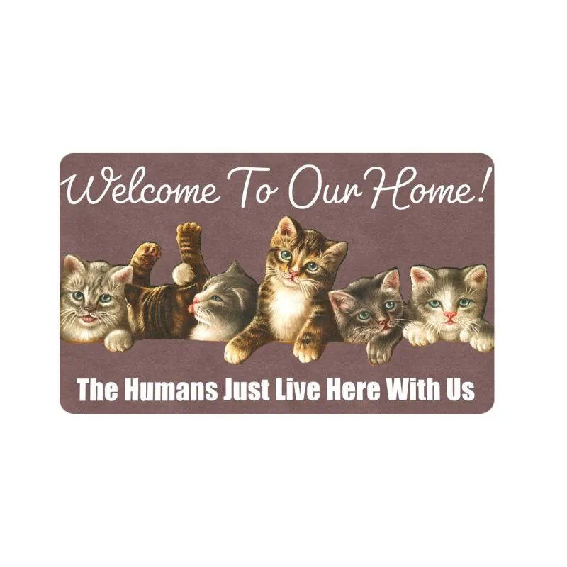 Cute Cats Welcome Doormat 24" x 16" Brown