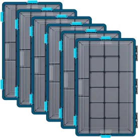 Fishing Tackle Boxes Waterproof 3700 Tackle Trays with Removable Dividers Plastic Storage Organizer Bait Vault Camouflage Box for Freshwater Saltwater (Blue)