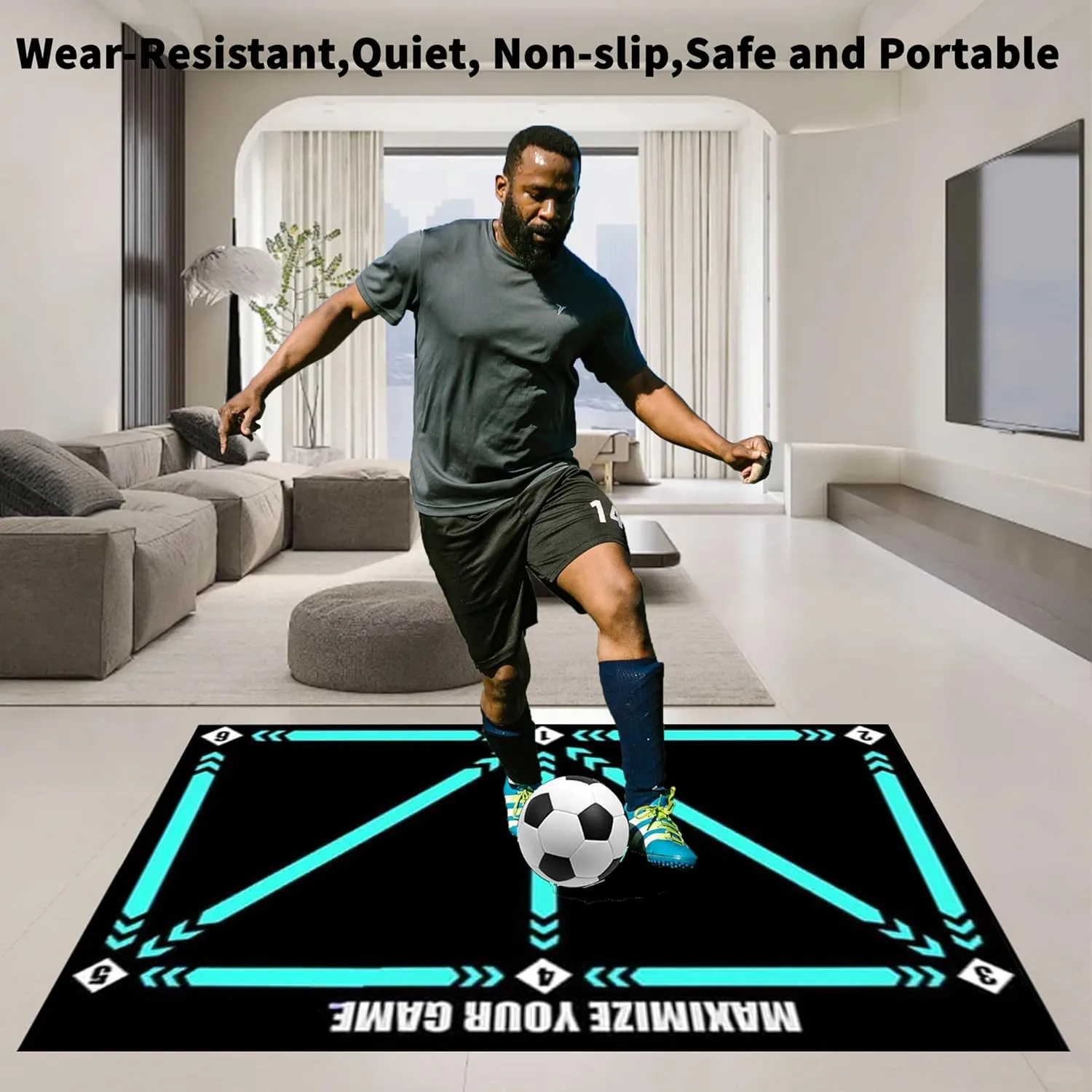 Football Footstep Training Mat for All Levels: Agility Training Mat, Non-Slip Silent Equipment for All Ages to Improve Speed, Strength and Coordination
