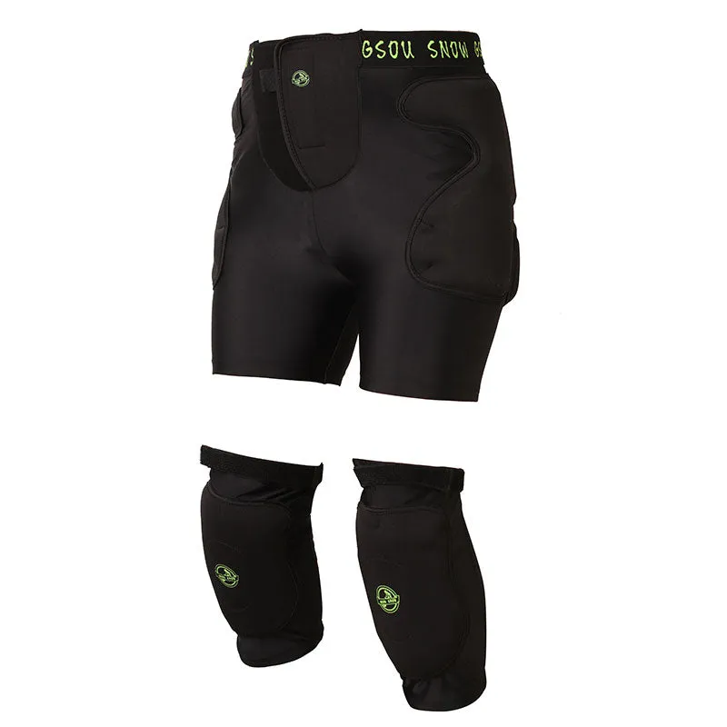 Gsou Snow Unisex Undercover Protective Shorts & Knee Pads Set
