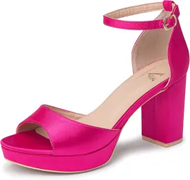 High Heels Chunky Platform Heels for Women Ankle Strap Comfy Open Toe Block Heeled Sandals Party Prom Wedding Dress Pumps