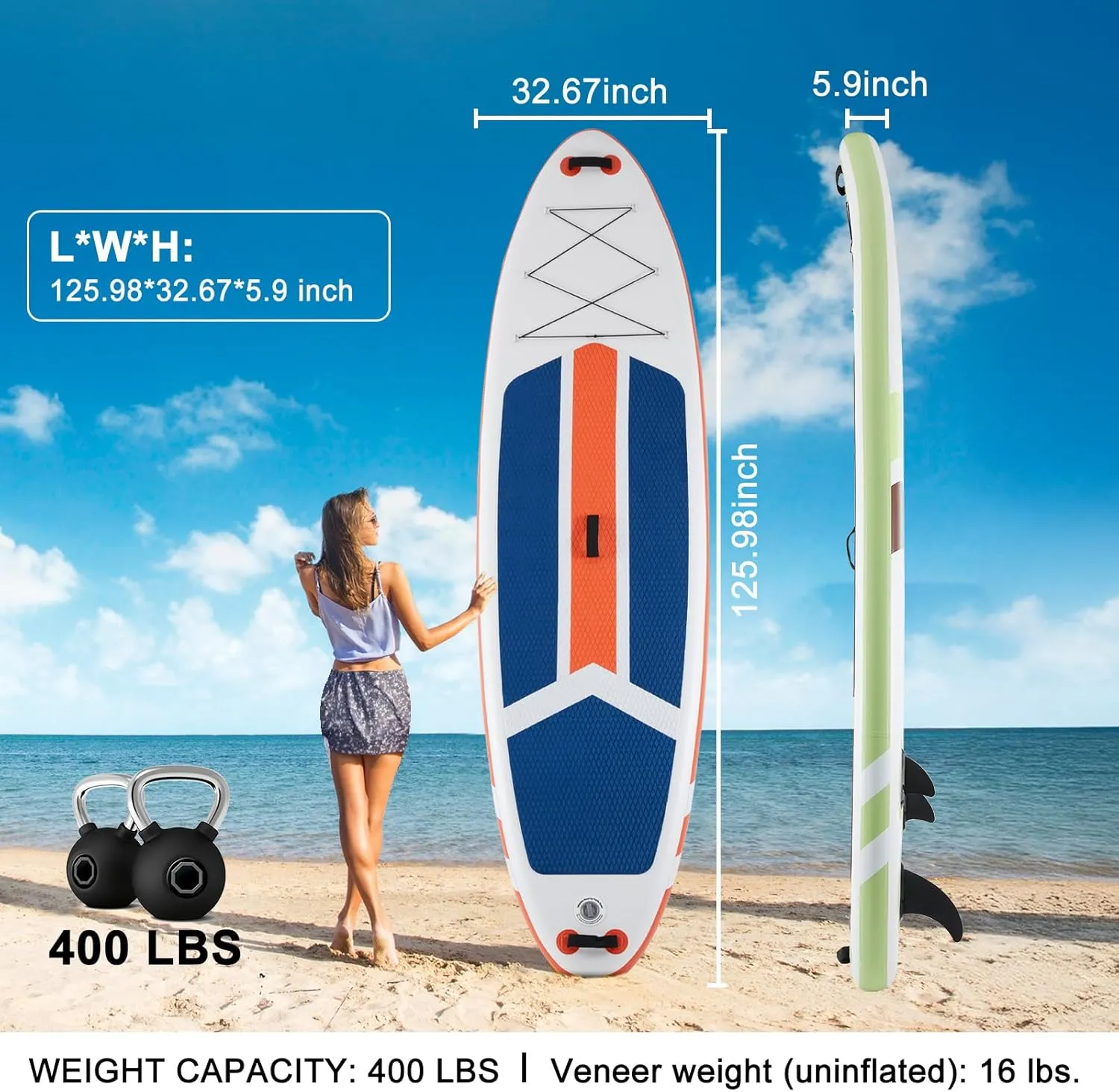 Inflatable Stand Up Paddle Board with SUP Paddle Board Accessories, Wide Non-Slip EVA Deck, Blow Up Paddle Boards for Adults& Youth for Surf Control Skill Levels