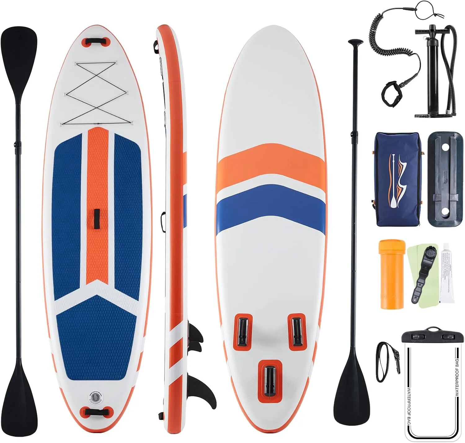Inflatable Stand Up Paddle Board with SUP Paddle Board Accessories, Wide Non-Slip EVA Deck, Blow Up Paddle Boards for Adults& Youth for Surf Control Skill Levels