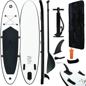 Inflatable Stand Up Paddleboard Set Black and White,Sporting Goods,Outdoor Recreation,Boating & Water Sports,Surfing,Paddleboards,92728