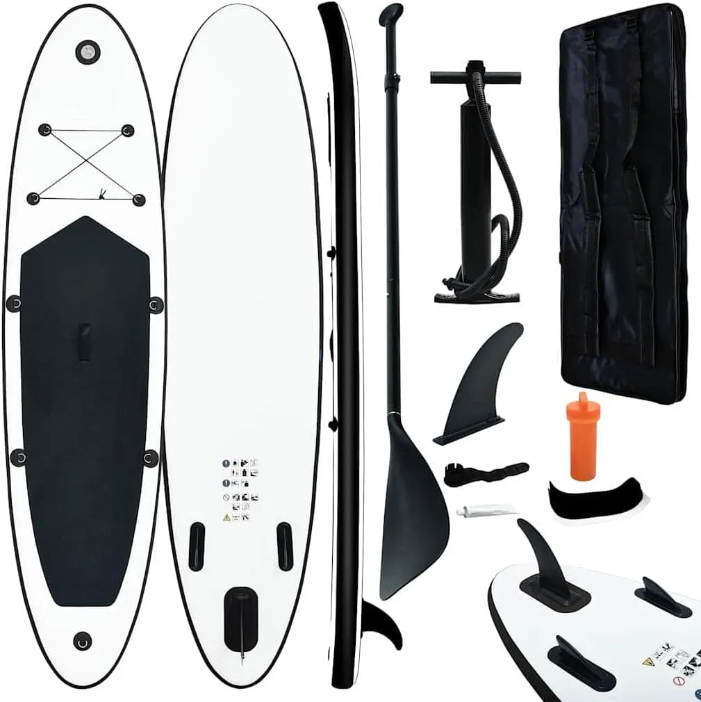 Inflatable Stand Up Paddleboard Set Black and White,Sporting Goods,Outdoor Recreation,Boating & Water Sports,Surfing,Paddleboards,92728