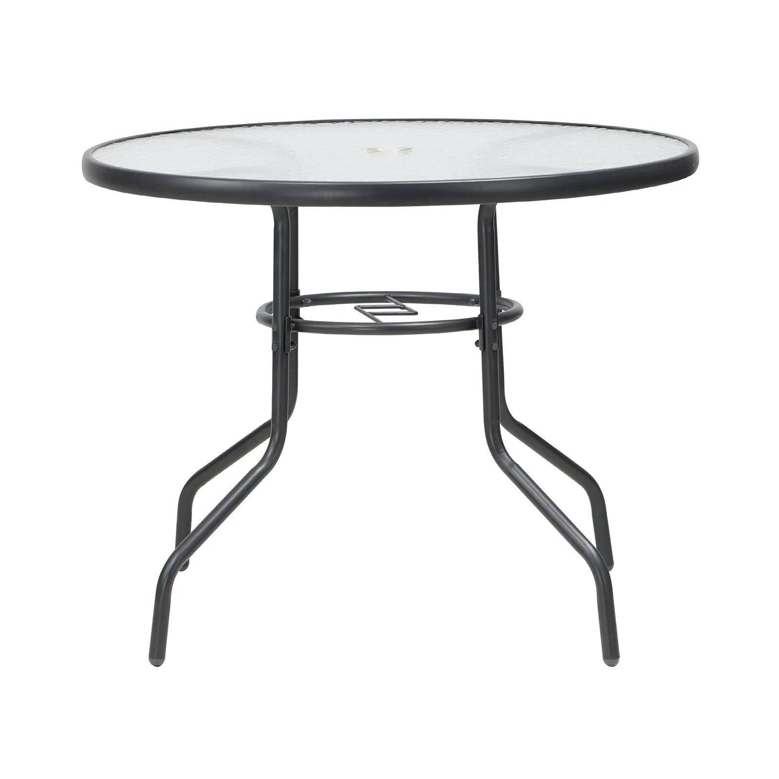Livsip 90cm Outdoor Dining Glass Table Round Patio Furniture Bistro Set Grey