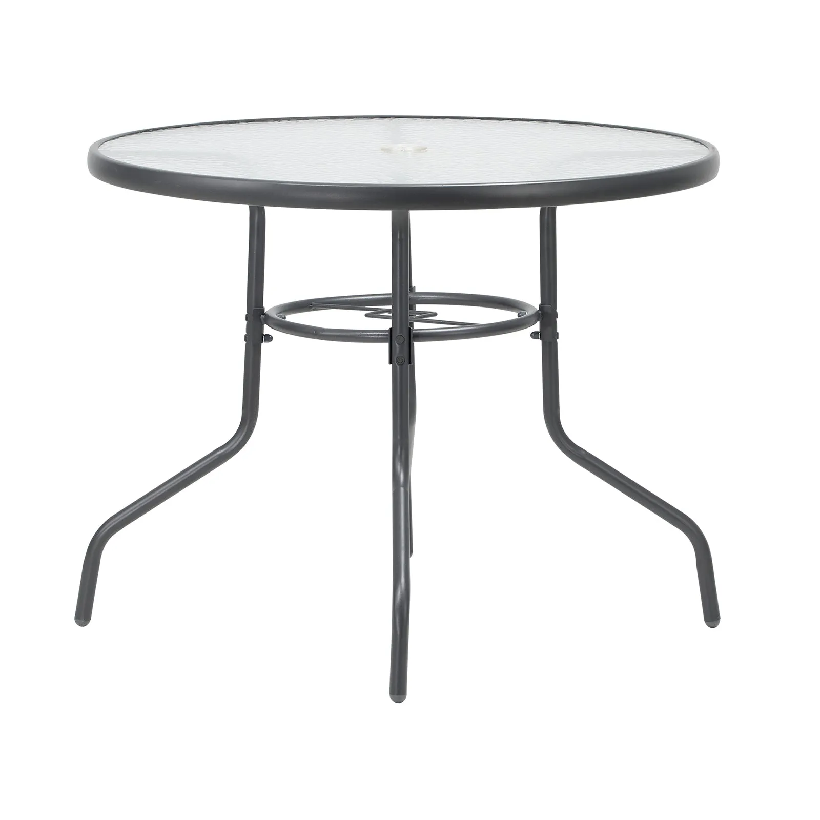 Livsip 90cm Outdoor Dining Glass Table Round Patio Furniture Bistro Set Grey