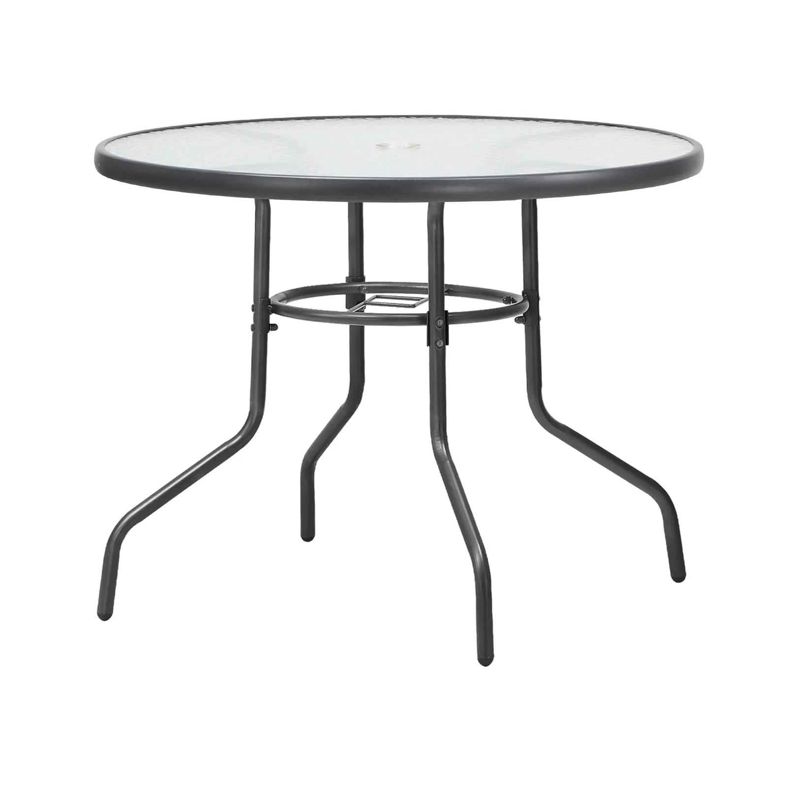 Livsip 90cm Outdoor Dining Glass Table Round Patio Furniture Bistro Set Grey