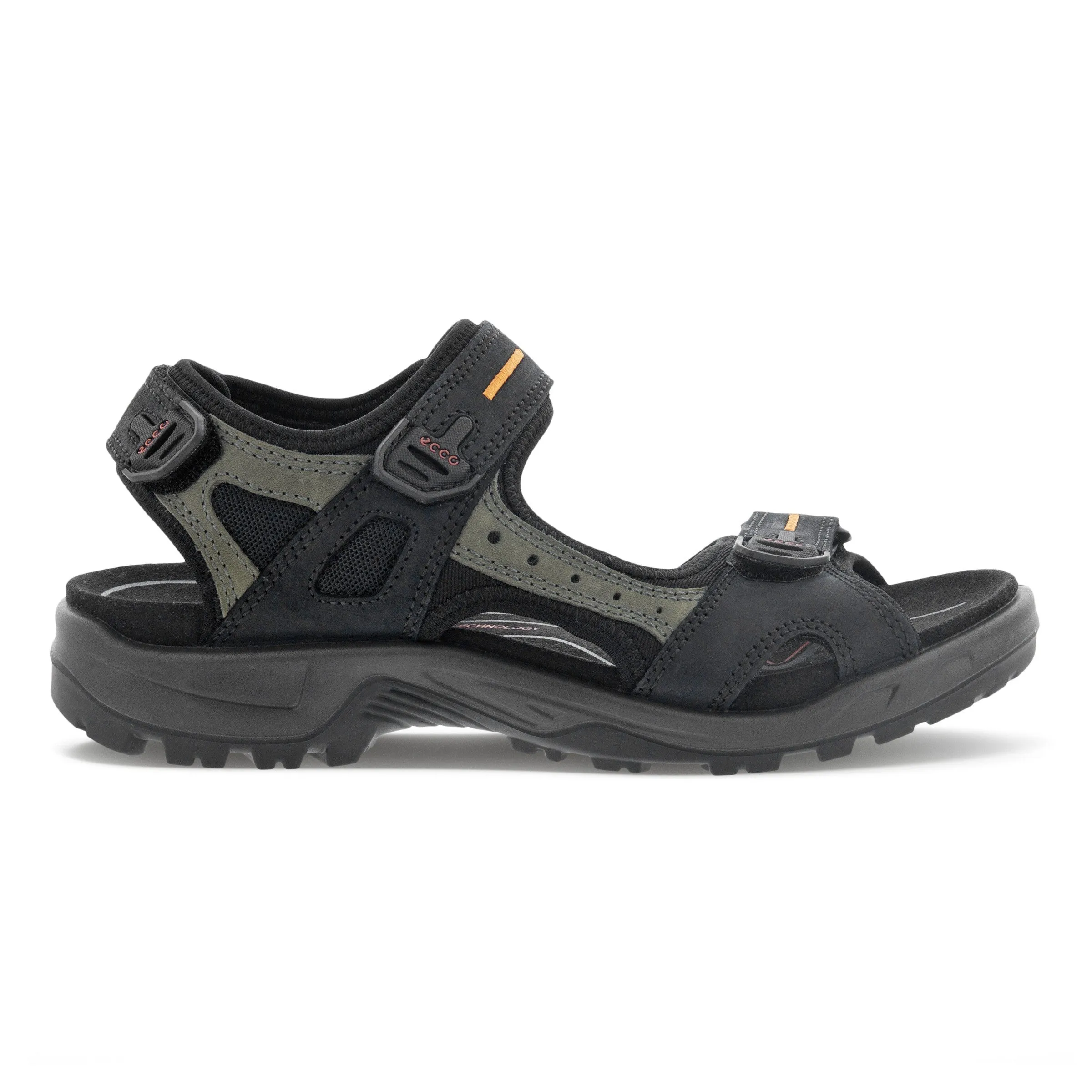 Men's Ecco Yucatan Sandal Color: Black/Mole/Black