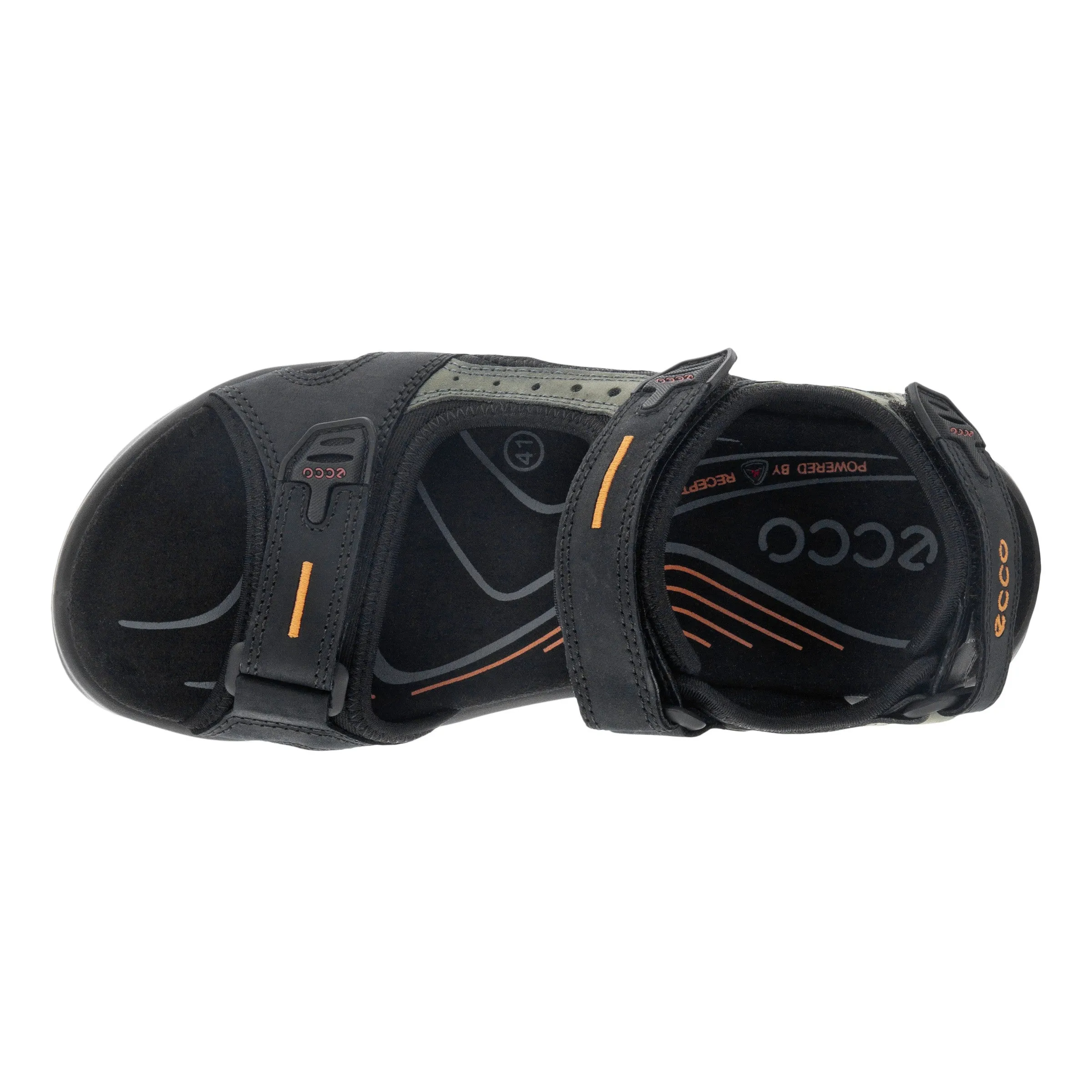 Men's Ecco Yucatan Sandal Color: Black/Mole/Black