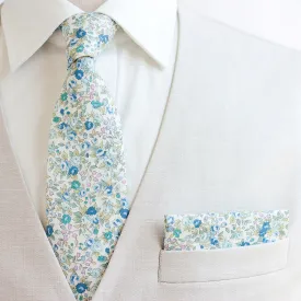 Men's Necktie / Blossoms In Blue