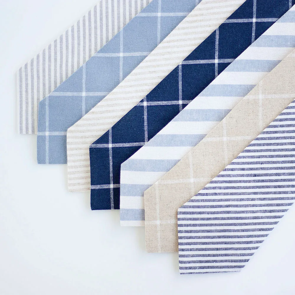 Men's Necktie / Natural Linen Window Pane
