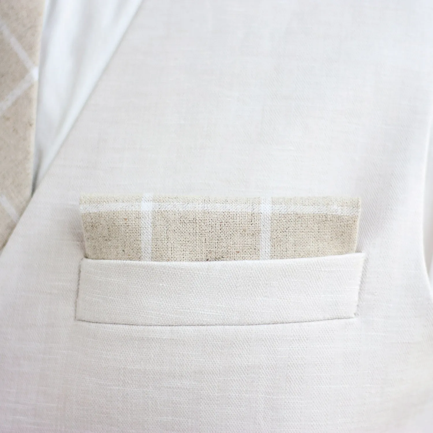 Men's Necktie / Natural Linen Window Pane
