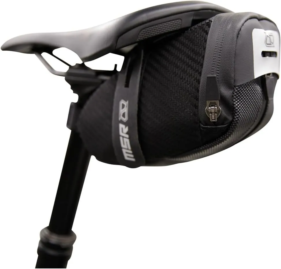 MSR MTB Seat Bag Black | Bike bicycle seat saddle bag for mountain or road | Extra storage and taillight mount