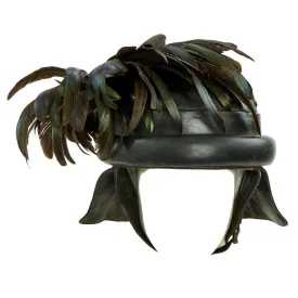 Original Italian WWII Bersaglieri Armored Division M35 Tanker Helmet With Plume - Complete