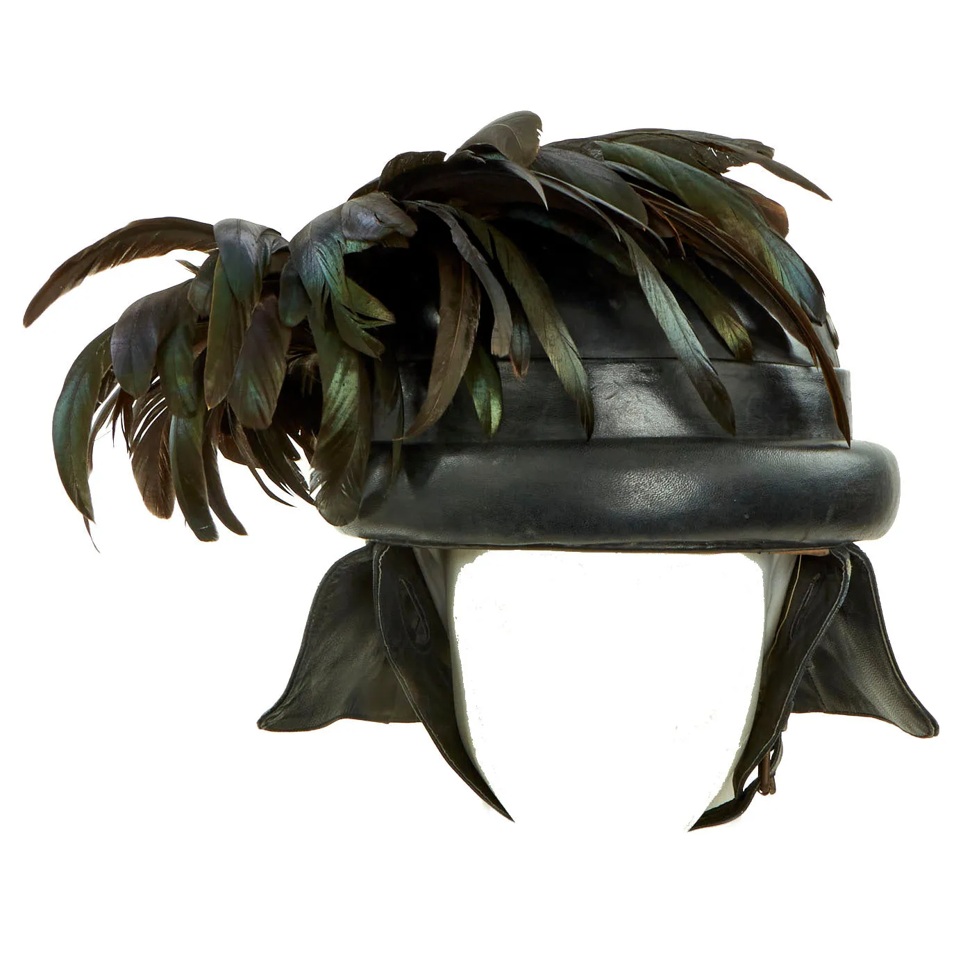 Original Italian WWII Bersaglieri Armored Division M35 Tanker Helmet With Plume - Complete