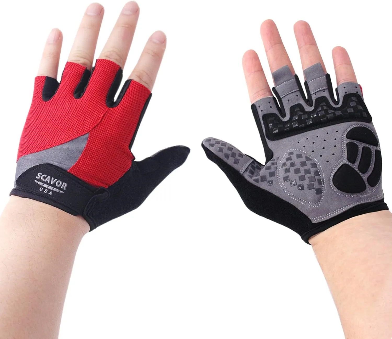 Padded Fingerless Mountain Biking Mesh Gloves - for Men Women Boys with Full Thumb Half Finger - Pefect for Sport Bike Fishing Cycling Wheelchair Use