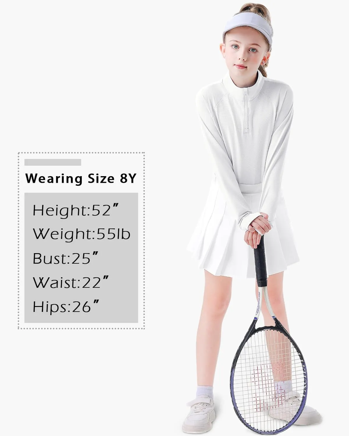 Soneven Girls Long Sleeve Golf Polo Shirts Quick Dry UPF50  Equestrian Tennis Tops with Thumb Holes for Age 5-16 Years