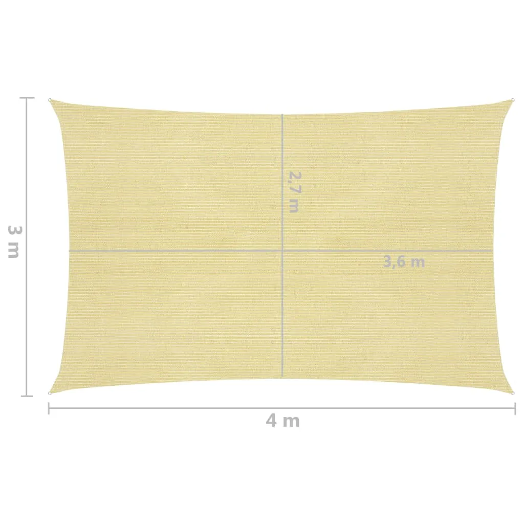 Sunshade Sail 160 g/m² Beige 3x4 m HDPE