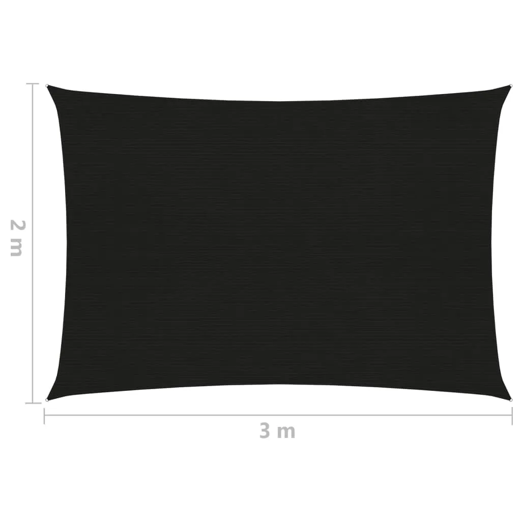 Sunshade Sail 160 g/m² Black 2x3 m HDPE