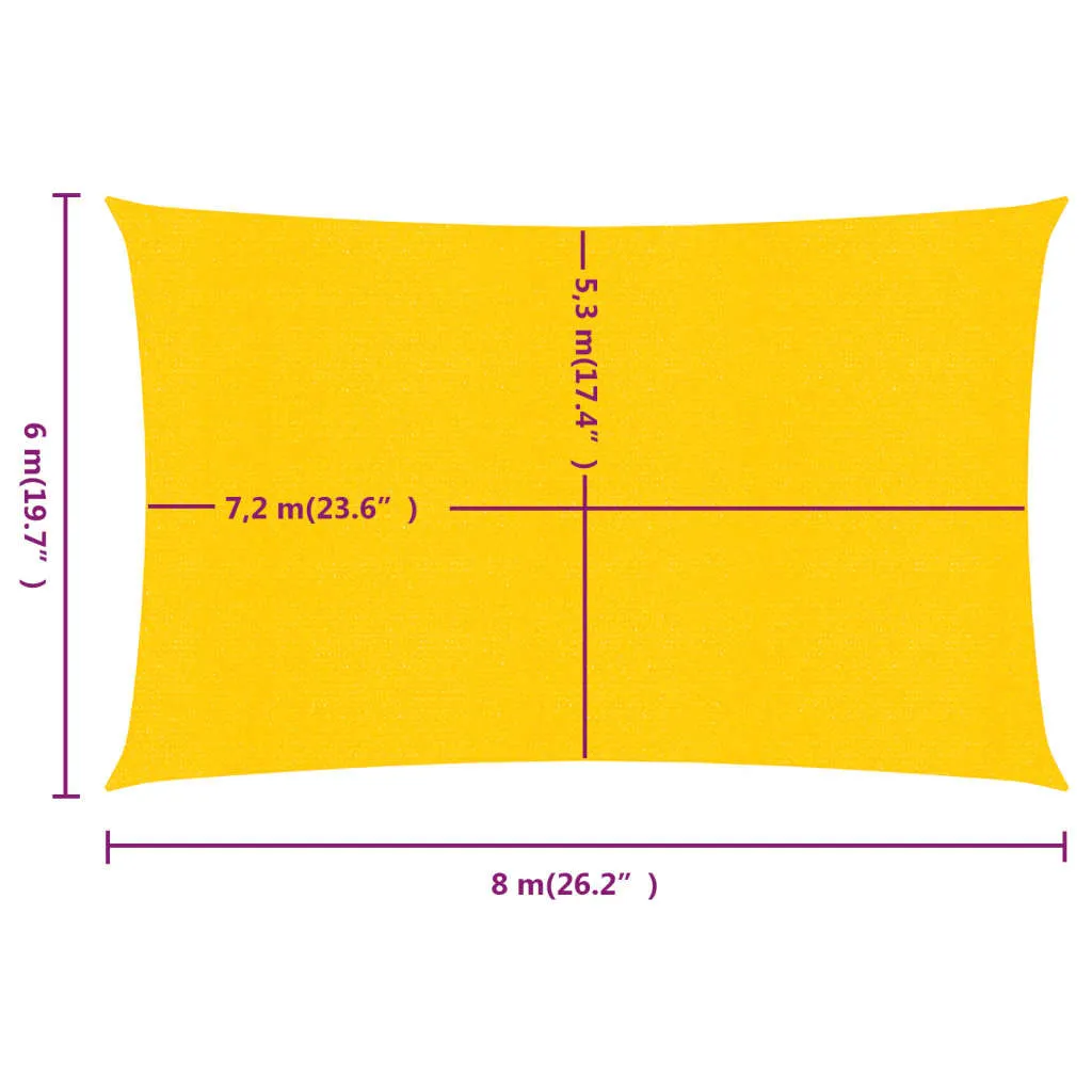 Sunshade Sail 160 g/m² Rectangular Yellow 6x8 m HDPE
