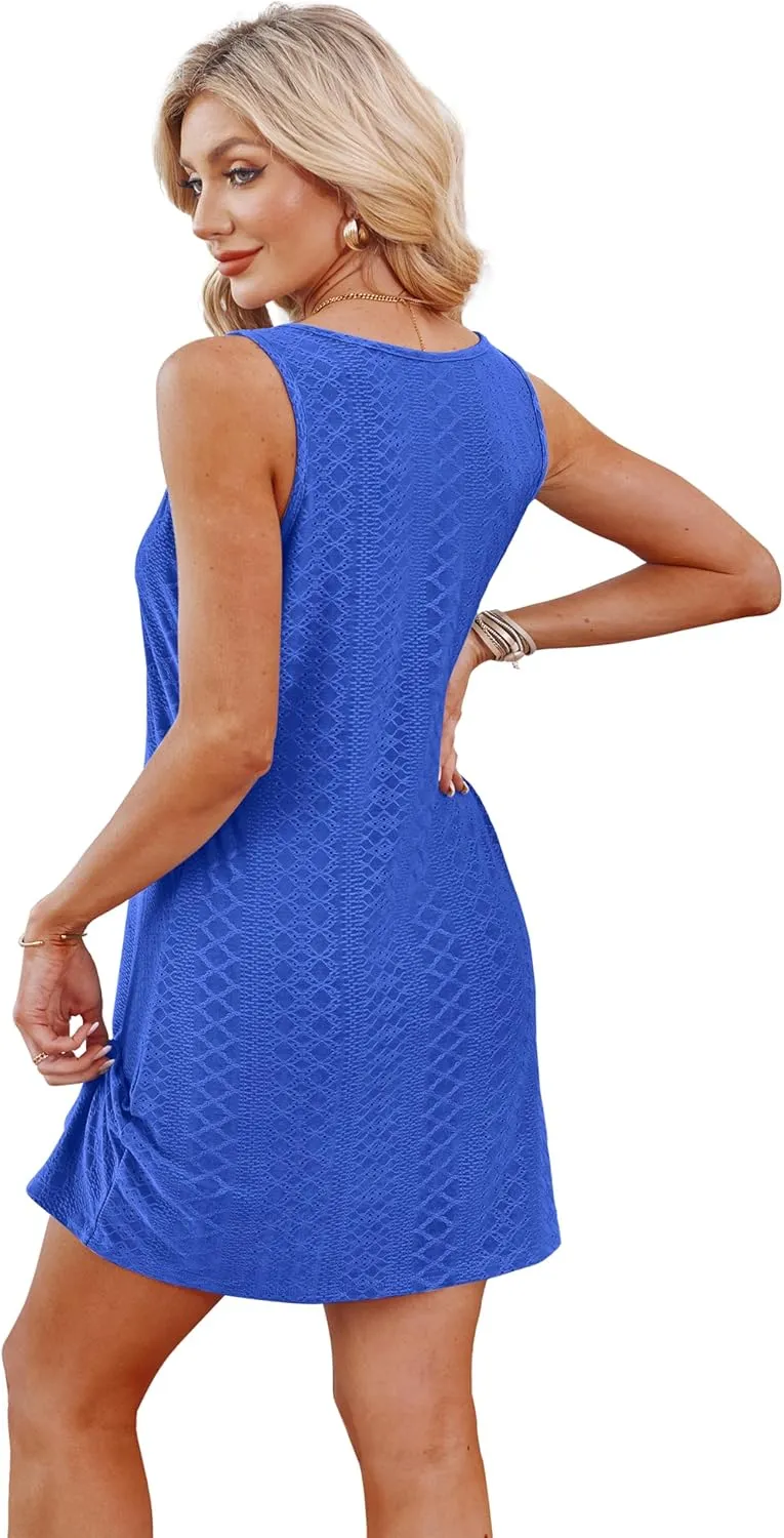 Swimsuit Coverup for Women 2025 Bathing Suit Beach Vacation Clothes for Women Crew Neck Twisted Summer Dress