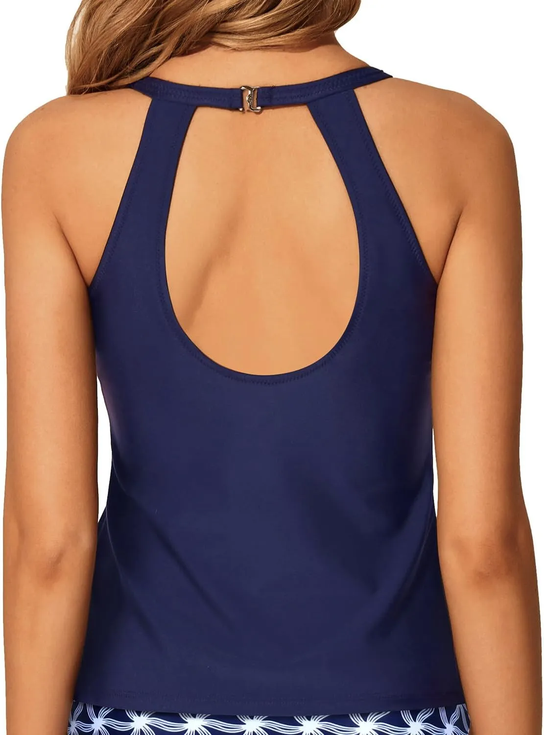 Tempt Me High Neck Tankini Top Backless Bathing Suit for Women Key Hole Swimsuit Swim Top Only