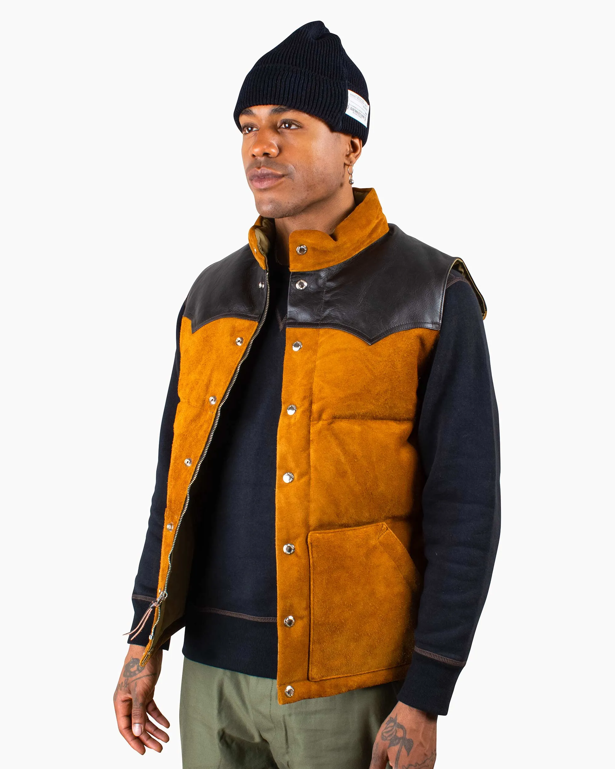 The Real McCoy's MJ22120 Roughout Down Vest Raw Sienna