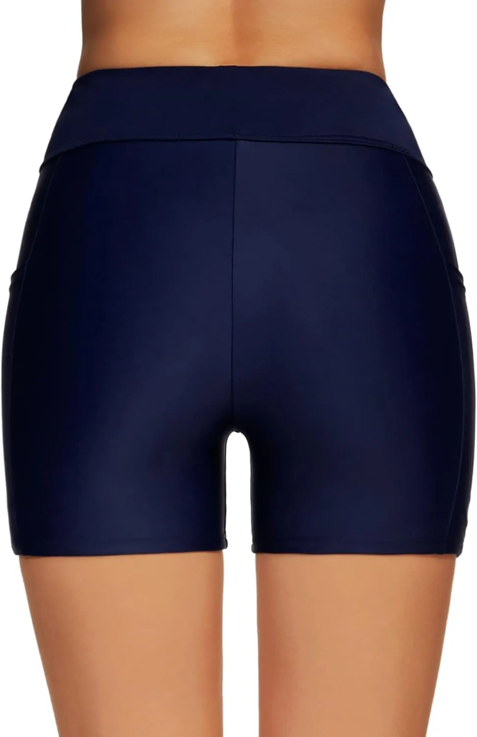Tournesol Women's 4" Swim Shorts High Waisted Swimsuit Bottoms Cross Waist Bathing Suit Swimwear Boy Shorts with Pocket