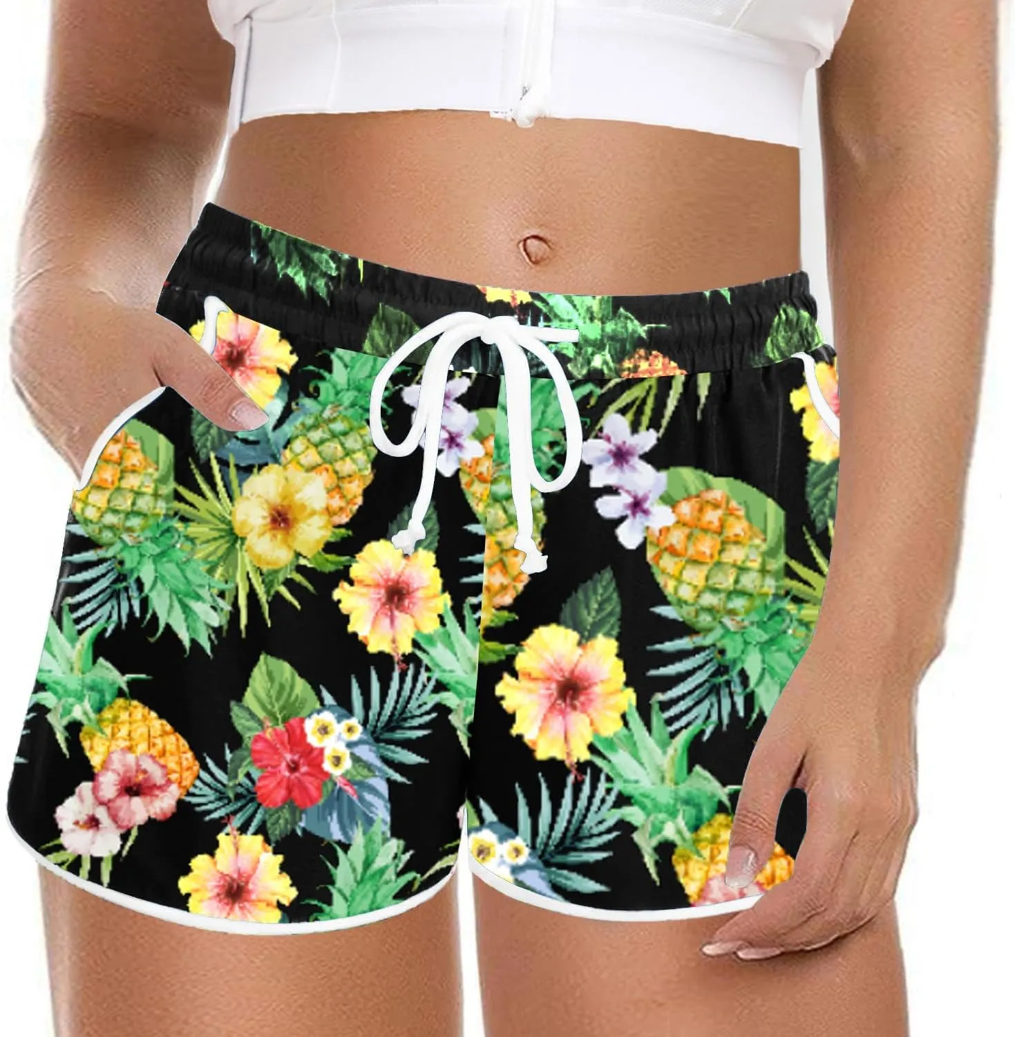 Women's Plus Size Board Shorts Drawstring Box Pants Beach Boardshorts Bottom Trunks with Pockets 1XL - 5XL
