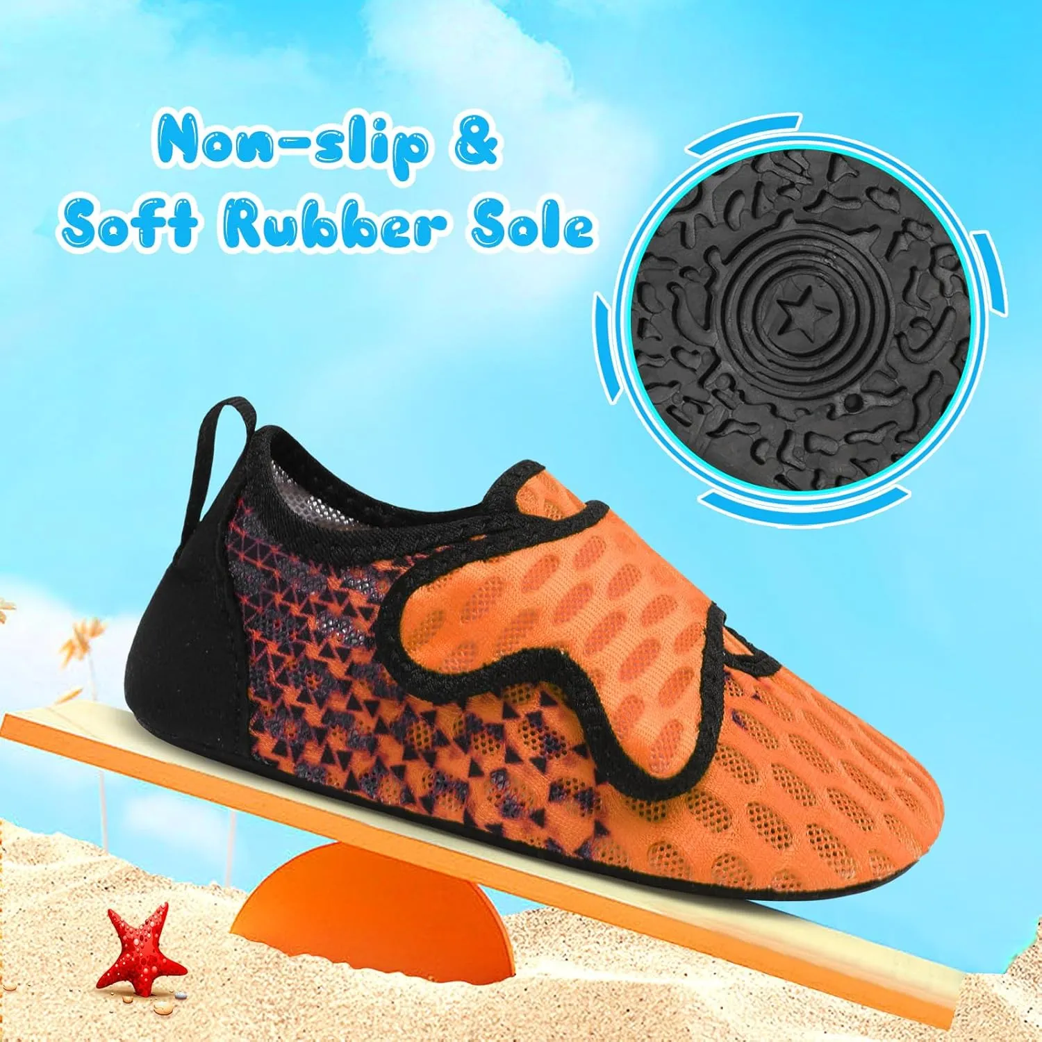 XIHALOOK Toddler Water Shoes Kids Boys Girls Quick Dry Beach Swim Pool Barefoot Aqua Socks