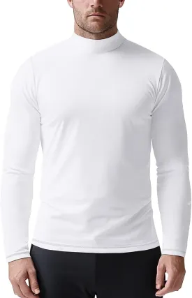 Zengjo Mens Mock Turtleneck Long Sleeve Shirts Thermal Baselayer Lightweight Athletic-Fit Undershirt for Cold Weather Sports