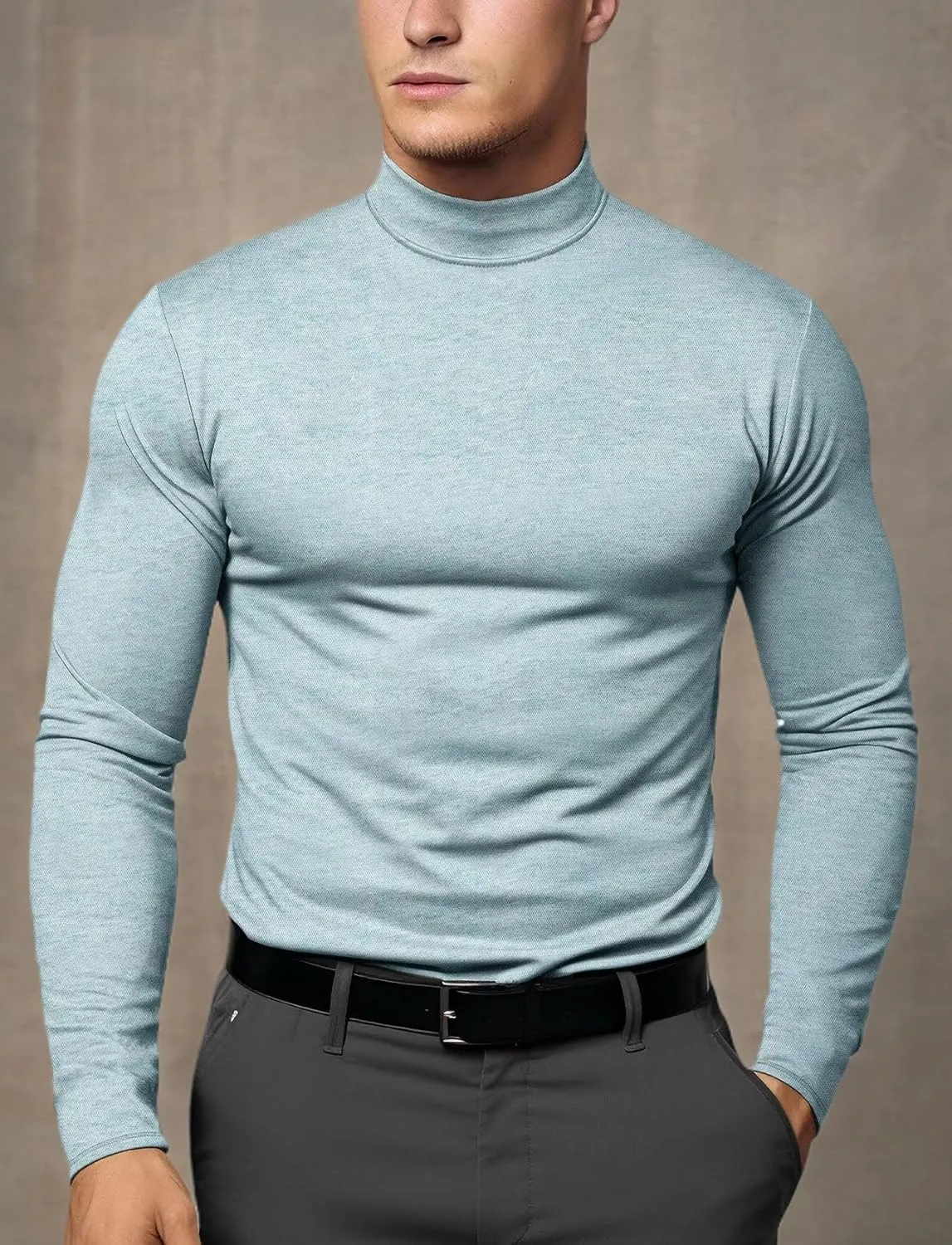 Zengjo Mock Turtleneck Thermal Undershirt Mens Long Sleeve Baselayer Shirts